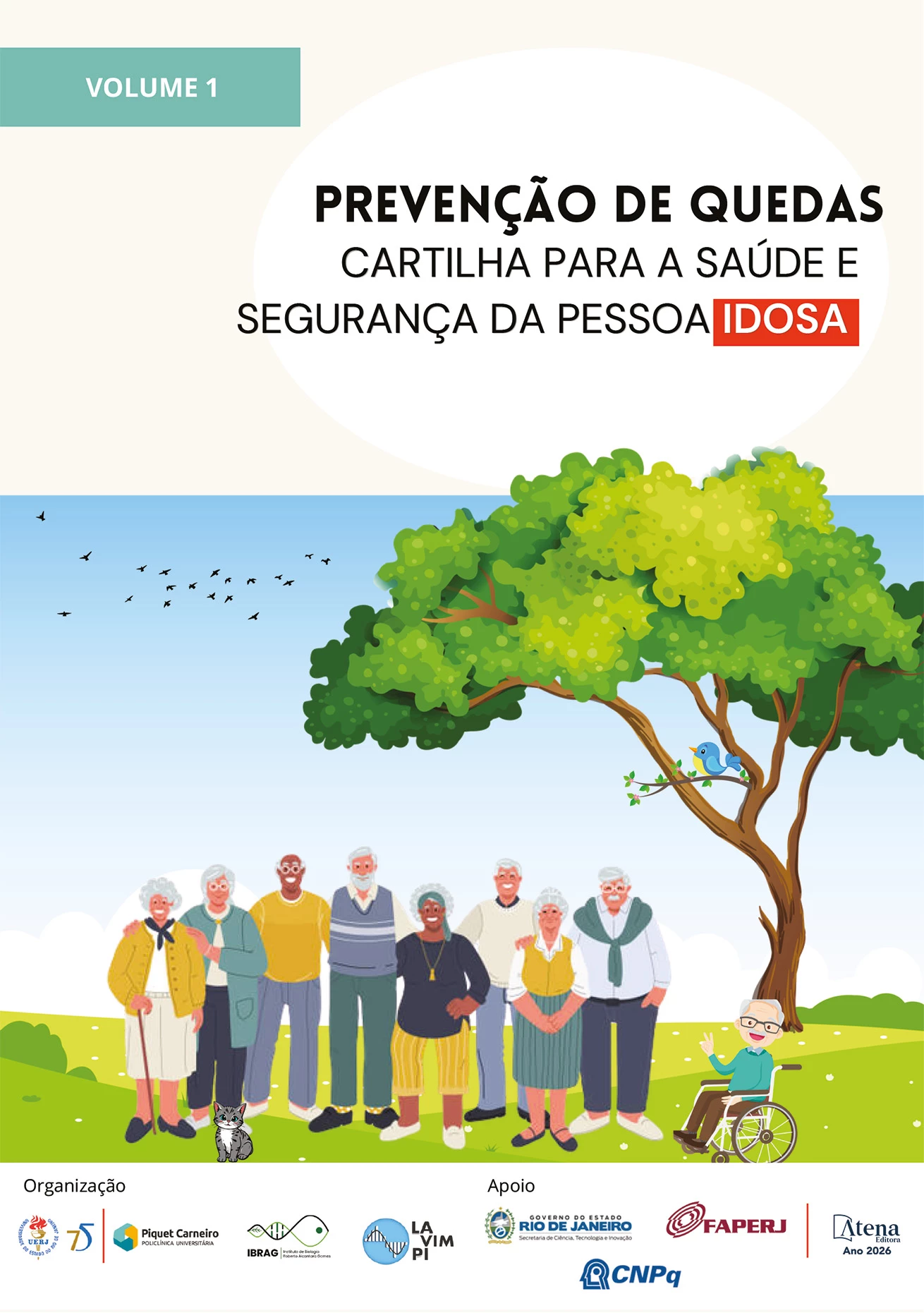 capa do ebook Prevenção de quedas: cartilha para a saúde e segurança da pessoa idosa – volume 1